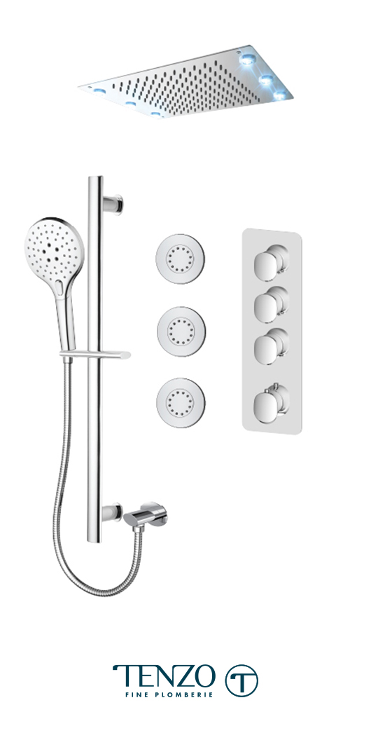 FLT43-592438-CR - Ensemble de douche T-Box, 3 fonctions, Fluvia