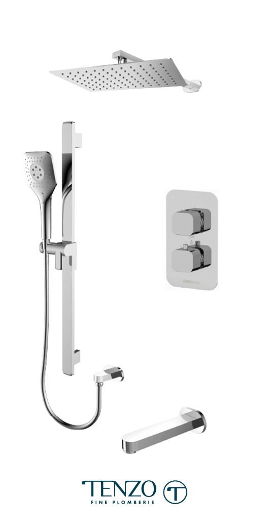 QUT33-501115-CR - Ensemble de douche T-Box, 3 fonctions, Quantum