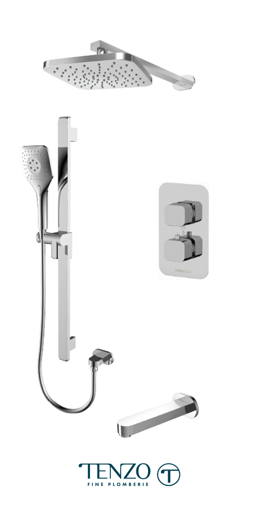 QUT33-501145-CR - Ensemble de douche T-Box, 3 fonctions, Quantum
