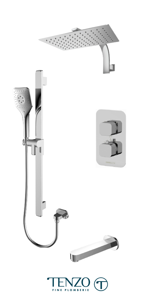 QUT33-501195-CR - Ensemble de douche T-Box, 3 fonctions, Quantum