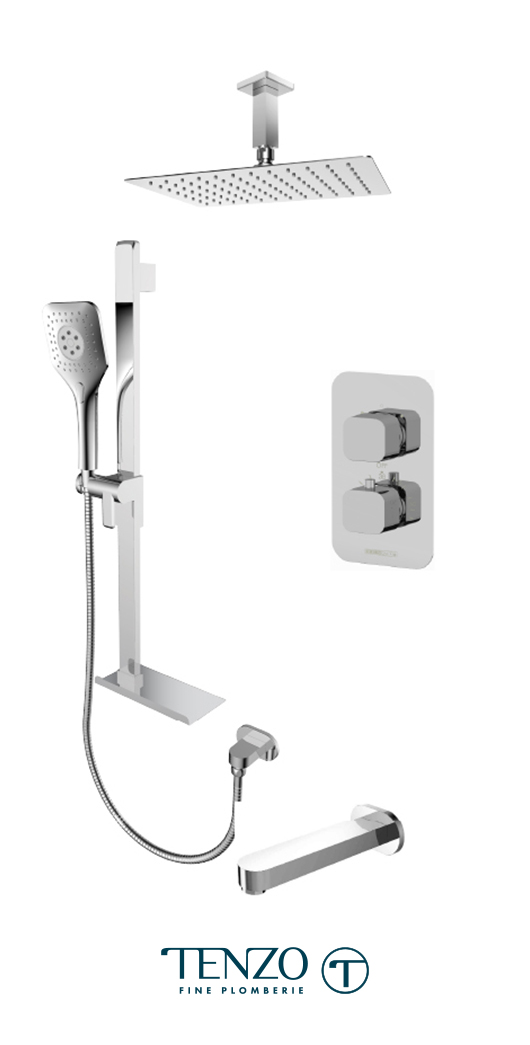 QUT33-513315-CR - Ensemble de douche T-Box, 3 fonctions, Quantum