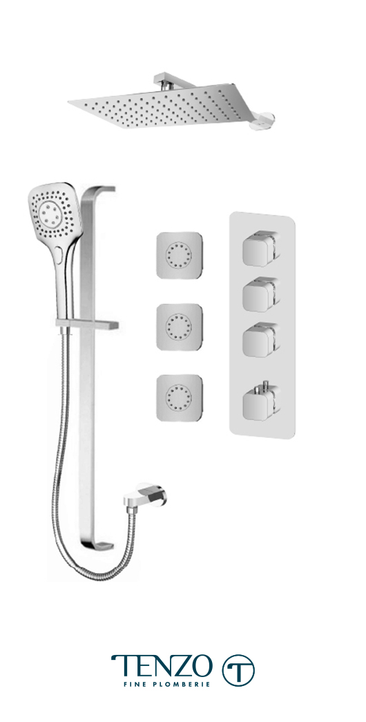 QUT43-572158-CR - Shower kit, 3 functions