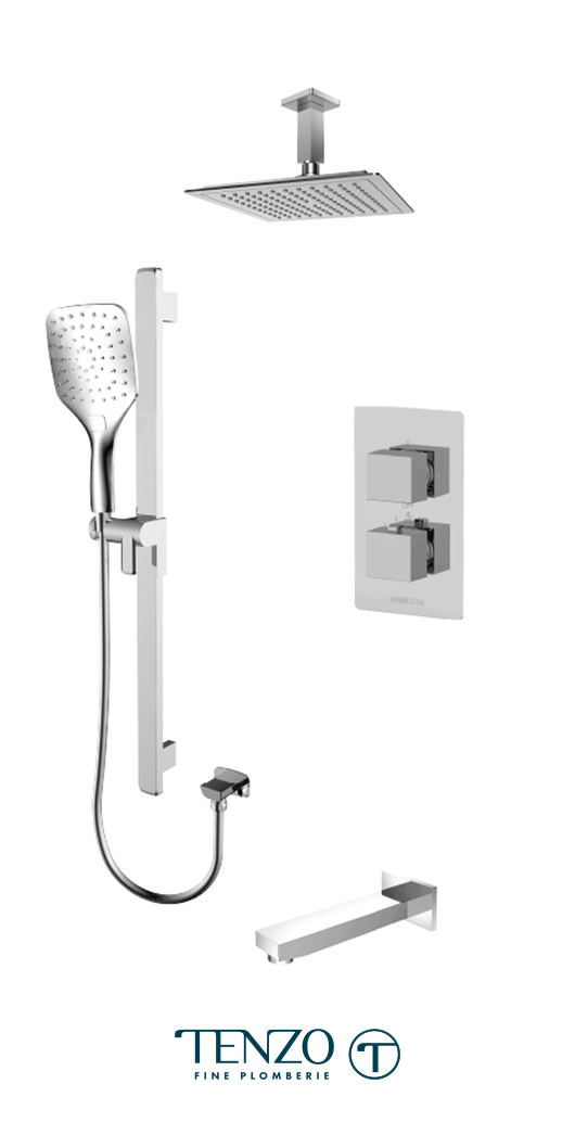 SLT33-511345-CR - Ensemble de douche T-Box, 3 fonctions, Slik